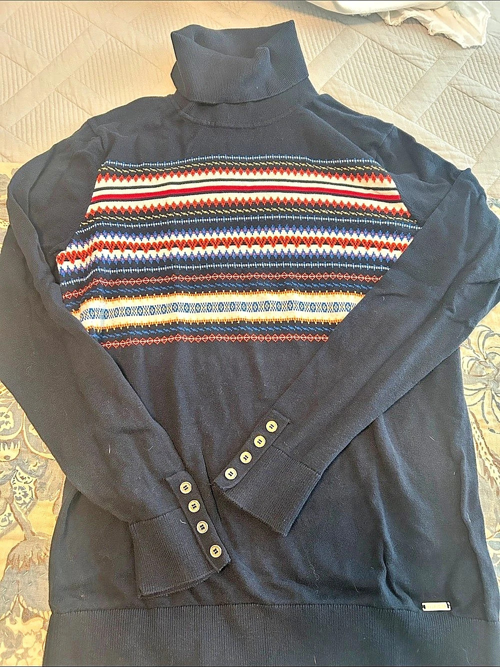 Tommy Hilfiger Fair Isle Turtleneck Sweater Size Large